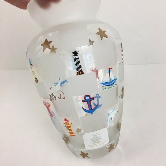 VTG Lenox Lighthouse Splendor Glass Vase Nautical Hand Painted Signed PKP - Picture 5 of 8
